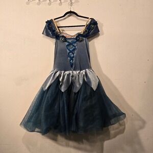 Weissman Blue Velvet Tulle Fairy Dance Costume Girls Small Excellent Glitter